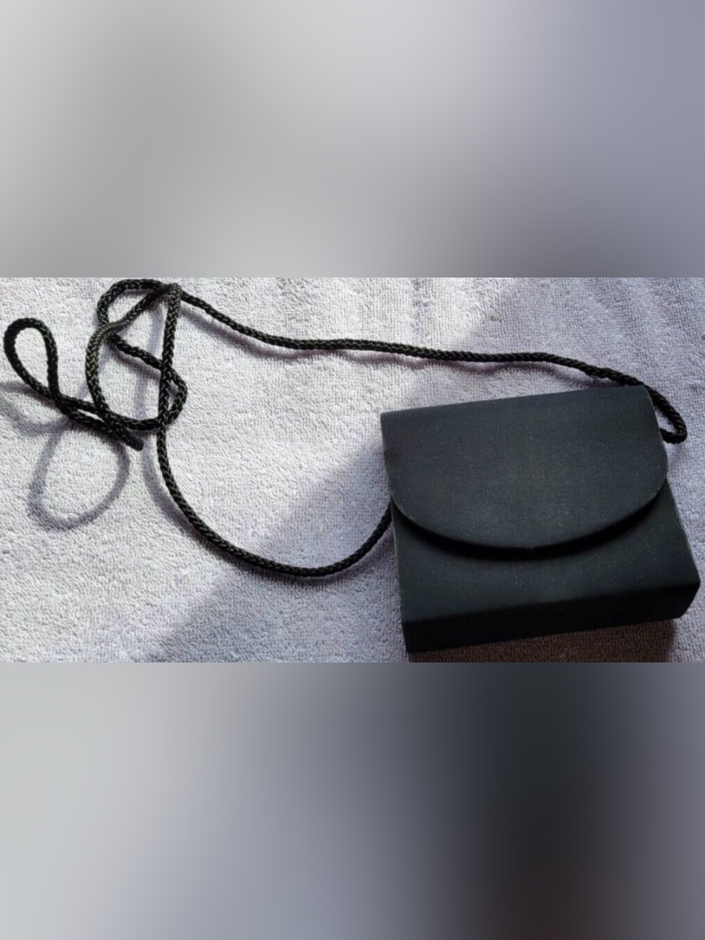 Minimal Black Crossbody Pouch with Rope Strap